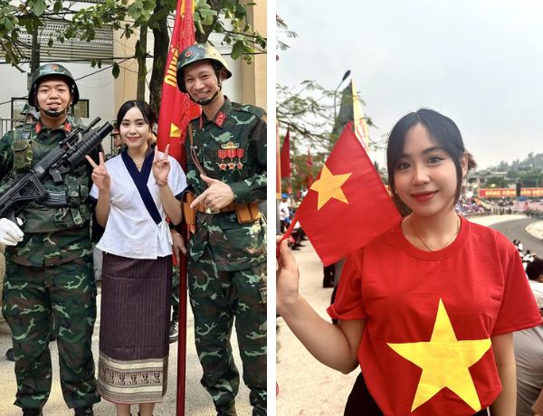 Hotgirl Lào vượt 500km đến Điện Biên, chụp ảnh cùng bộ đội Việt: "Quá mê các anh lính diễu hành"