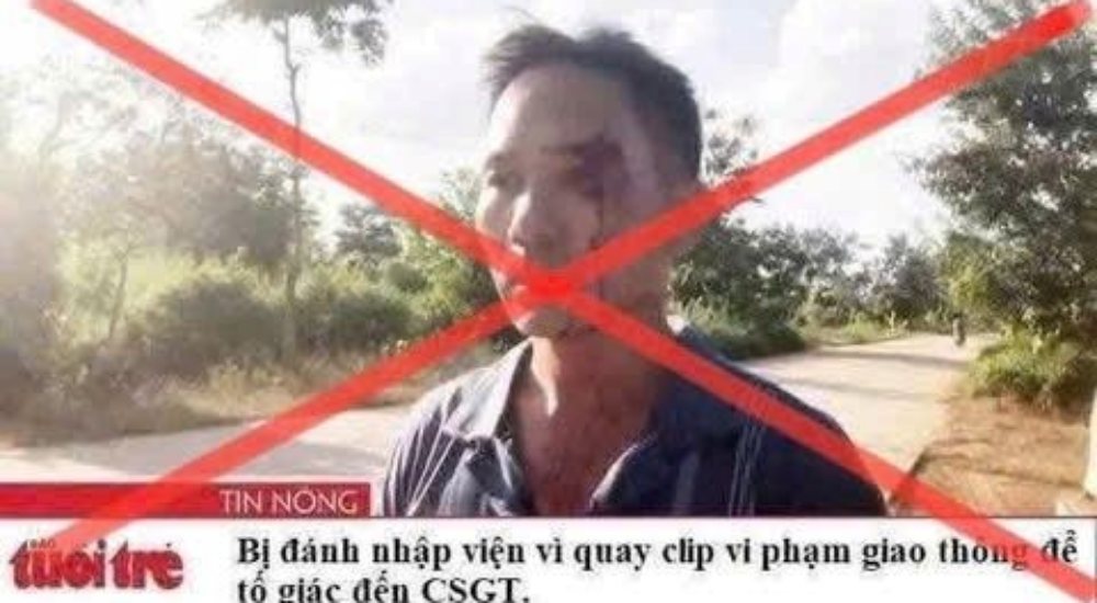 “Bị đánh nhập viện vì quay clip vi phạm giao thông” là tin giả?