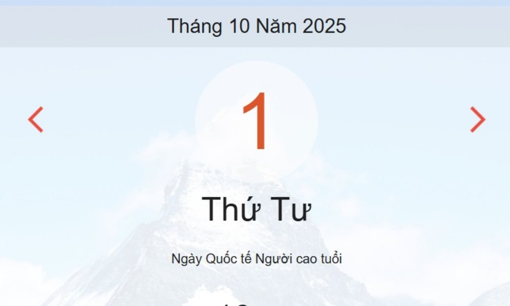 Xem lịch Âm Dương hôm nay 01/10