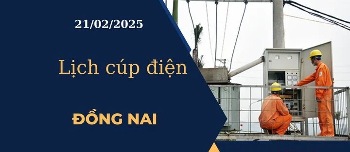 Lịch cúp điện hôm nay tại Đồng Nai ngày 21/02/2025