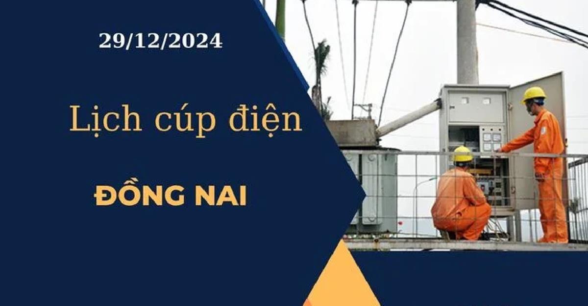 Lịch cúp điện hôm nay tại Đồng Nai ngày 29/12/2024