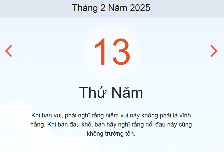 Lịch âm 13/2 chính xác nhất, lịch vạn niên ngày 13/2/2025