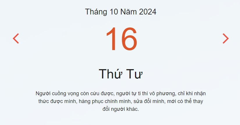 Lịch âm 16/10 - Âm lịch hôm nay 16/10 chính xác - lịch vạn niên ngày 16/10/2024