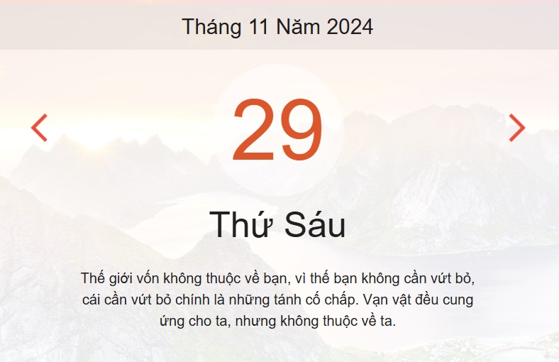 Lịch âm 29/11 - Âm lịch hôm nay 29/11 chính xác nhất - lịch vạn niên ngày 29/11/2024