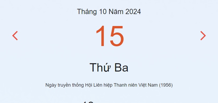 Lịch âm 15/10 - Âm lịch hôm nay 15/10 chính xác - lịch vạn niên ngày 15/10/2024