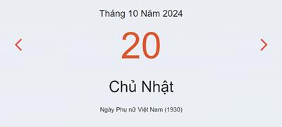 Lịch âm 20/10 - Âm lịch hôm nay 20/10 - lịch vạn niên ngày 20/10/2024