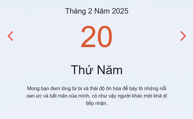 Lịch âm 20/2 chính xác nhất, lịch vạn niên ngày 20/2/2025